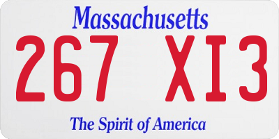 MA license plate 267XI3