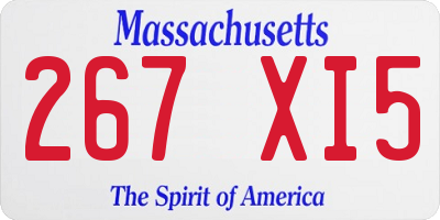 MA license plate 267XI5