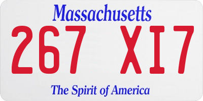 MA license plate 267XI7