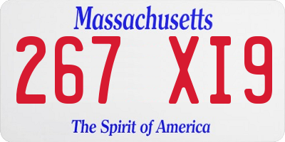 MA license plate 267XI9