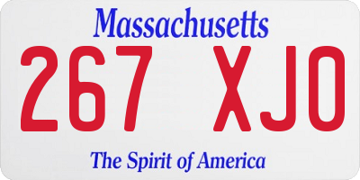 MA license plate 267XJ0