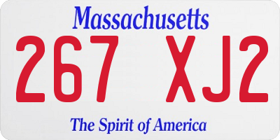 MA license plate 267XJ2