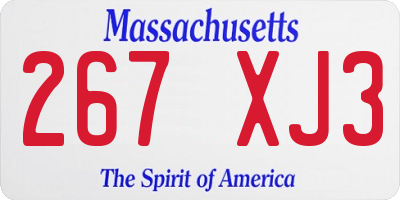 MA license plate 267XJ3