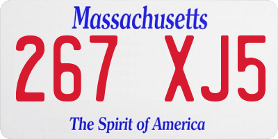MA license plate 267XJ5