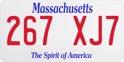 MA license plate 267XJ7