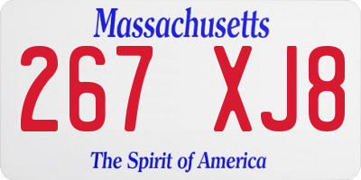 MA license plate 267XJ8