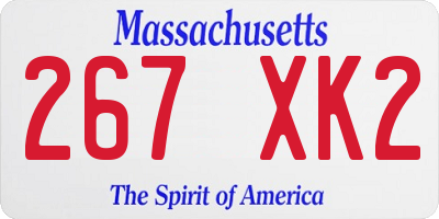 MA license plate 267XK2