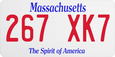MA license plate 267XK7