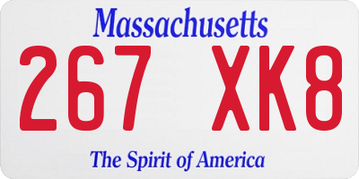 MA license plate 267XK8