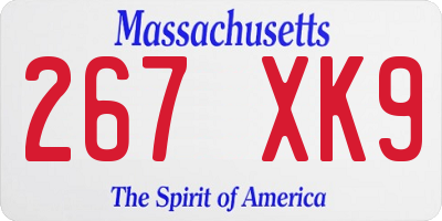 MA license plate 267XK9