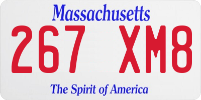 MA license plate 267XM8