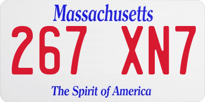 MA license plate 267XN7