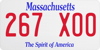 MA license plate 267XO0
