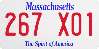 MA license plate 267XO1