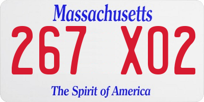 MA license plate 267XO2