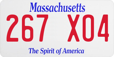MA license plate 267XO4