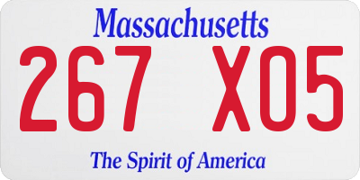 MA license plate 267XO5