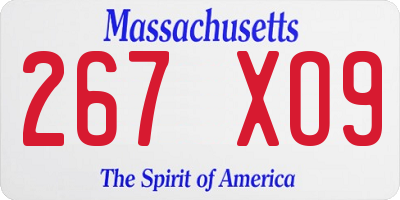 MA license plate 267XO9