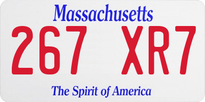 MA license plate 267XR7