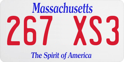 MA license plate 267XS3
