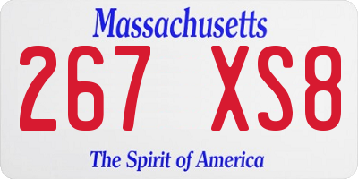 MA license plate 267XS8
