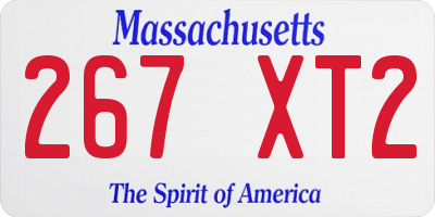 MA license plate 267XT2