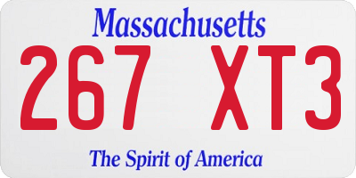 MA license plate 267XT3
