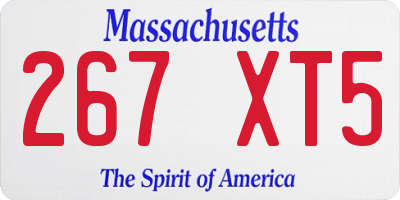 MA license plate 267XT5