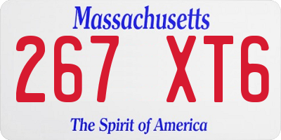 MA license plate 267XT6
