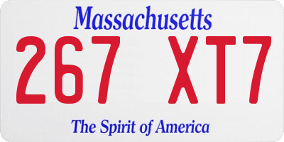 MA license plate 267XT7