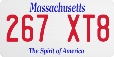 MA license plate 267XT8