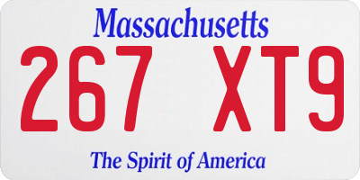 MA license plate 267XT9