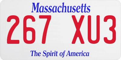 MA license plate 267XU3