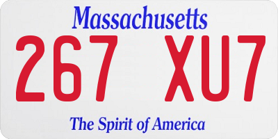 MA license plate 267XU7