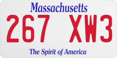 MA license plate 267XW3