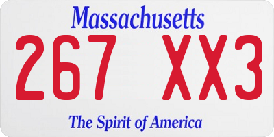 MA license plate 267XX3