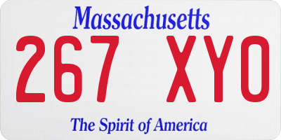MA license plate 267XY0