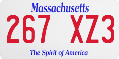 MA license plate 267XZ3