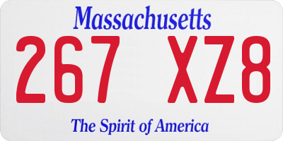 MA license plate 267XZ8