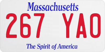 MA license plate 267YA0