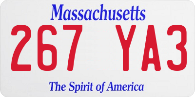 MA license plate 267YA3