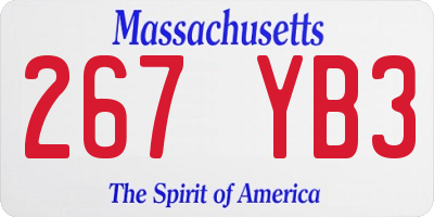 MA license plate 267YB3