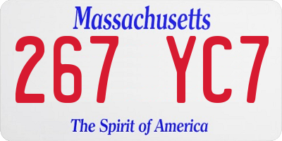 MA license plate 267YC7