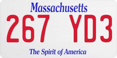 MA license plate 267YD3