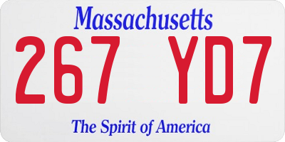MA license plate 267YD7