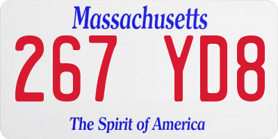 MA license plate 267YD8