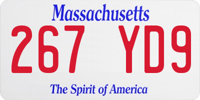 MA license plate 267YD9