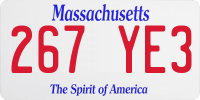 MA license plate 267YE3