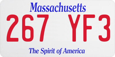MA license plate 267YF3