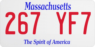 MA license plate 267YF7